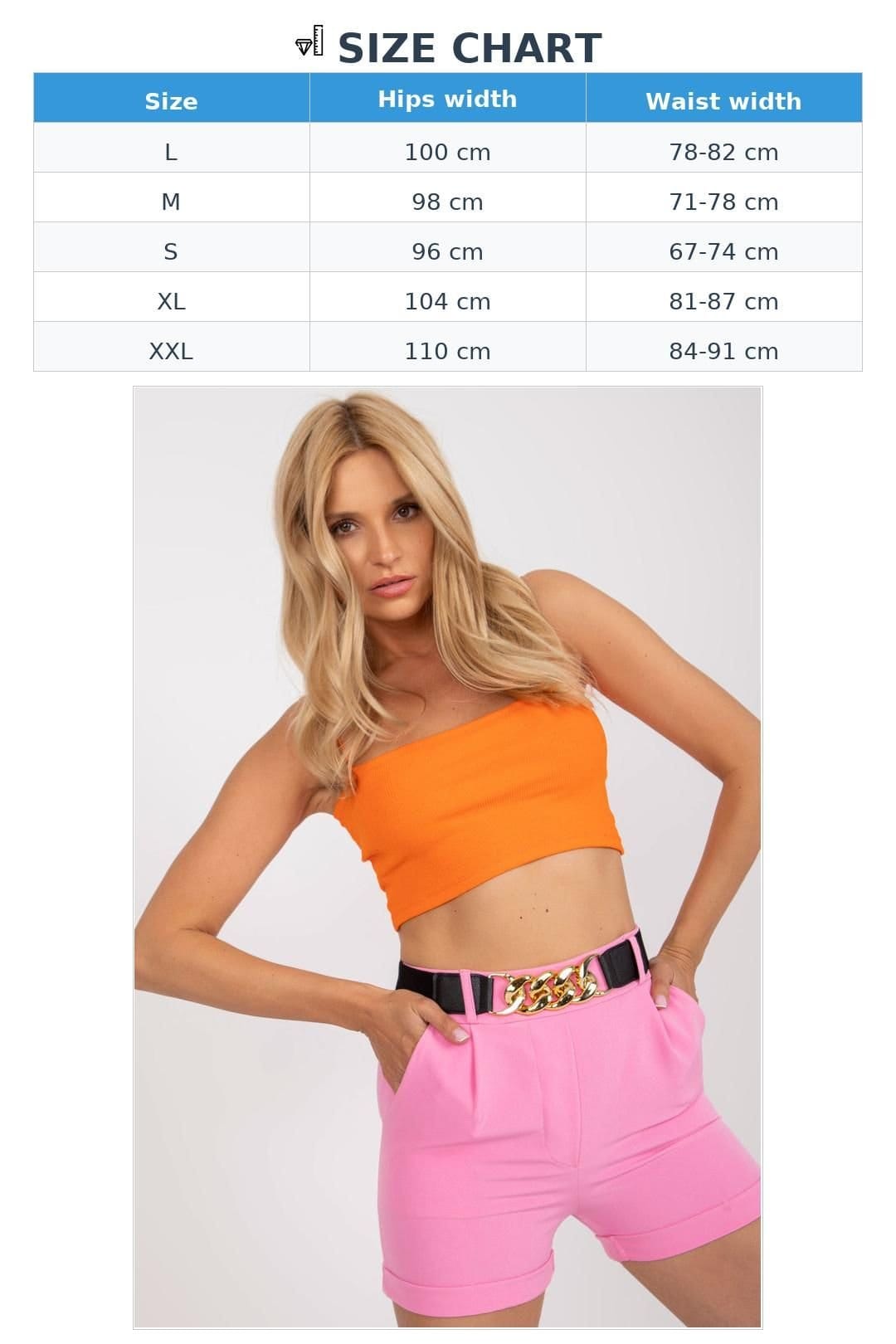 Love Lace Love Lace Women's Elastic Waist Shorts with Decorative Belt Style 166151 in Pink - 4