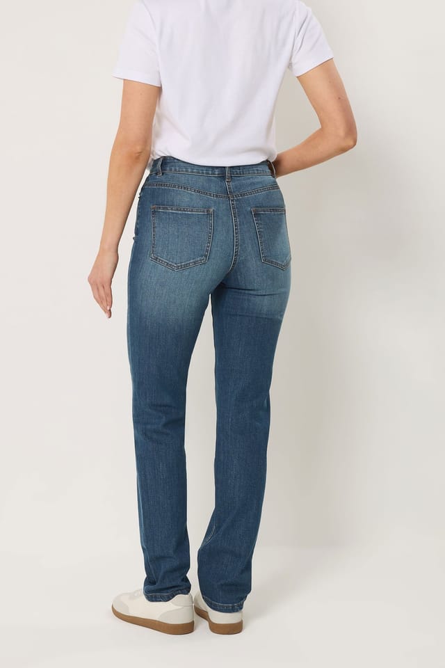 Long Tall Sally Long Tall Sally Women's Tall Straight Leg Jeans in Mid Blue - 3