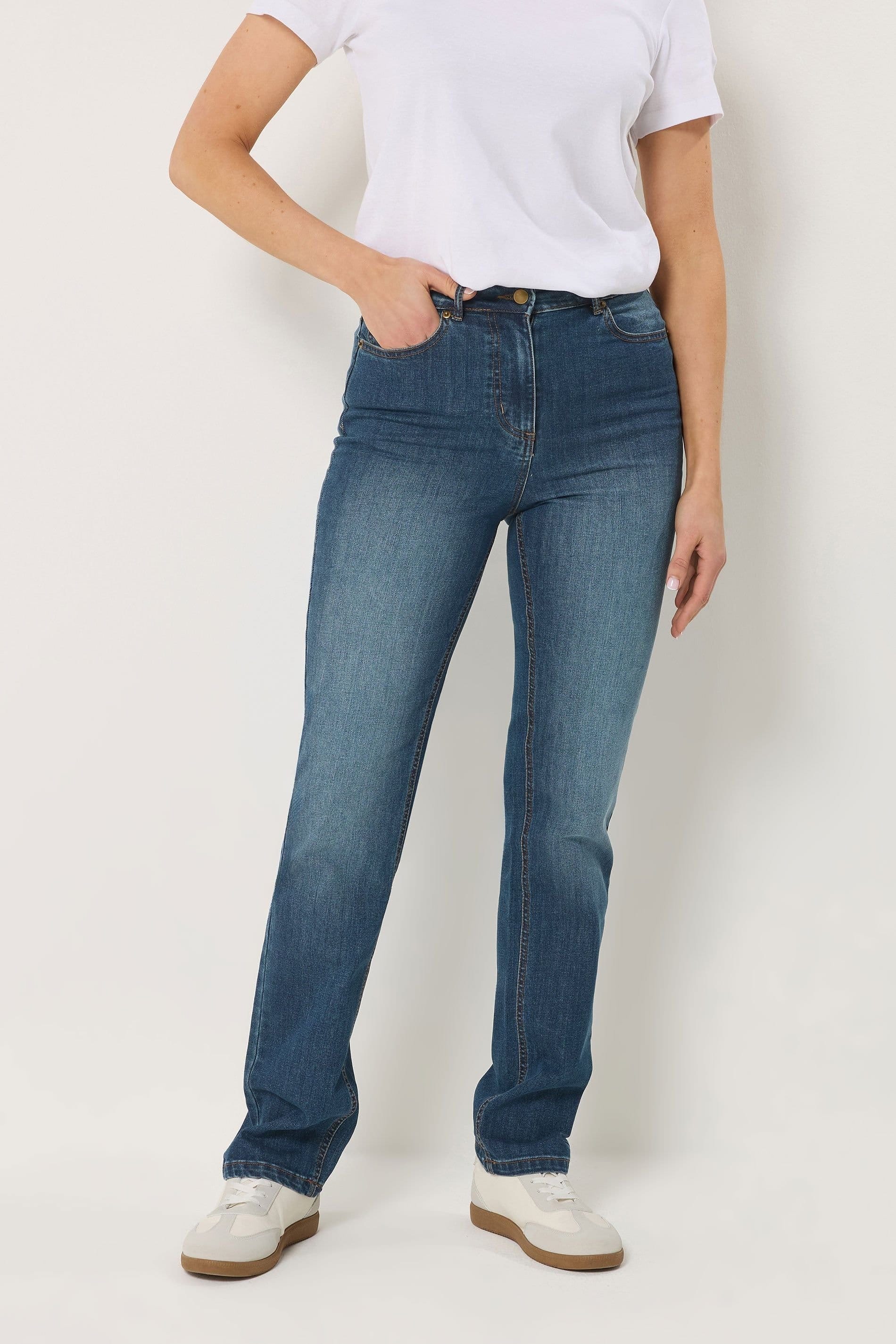 Long Tall Sally Long Tall Sally Women's Tall Straight Leg Jeans in Mid Blue - 4