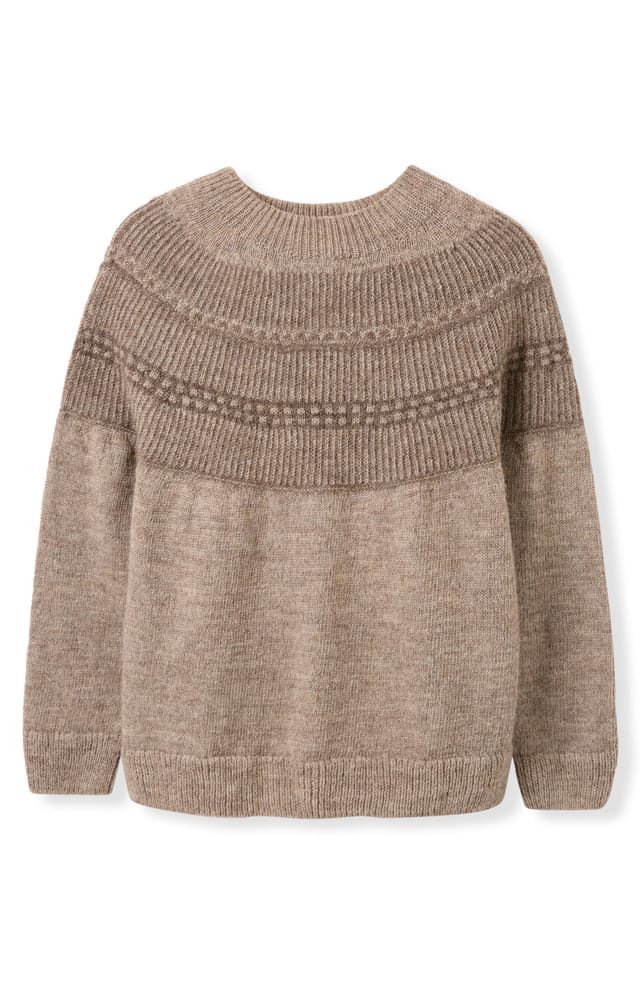 Celtic & Co Celtic & Co Women's British Wool Yoke Pattern Sweater in Taupe - 2