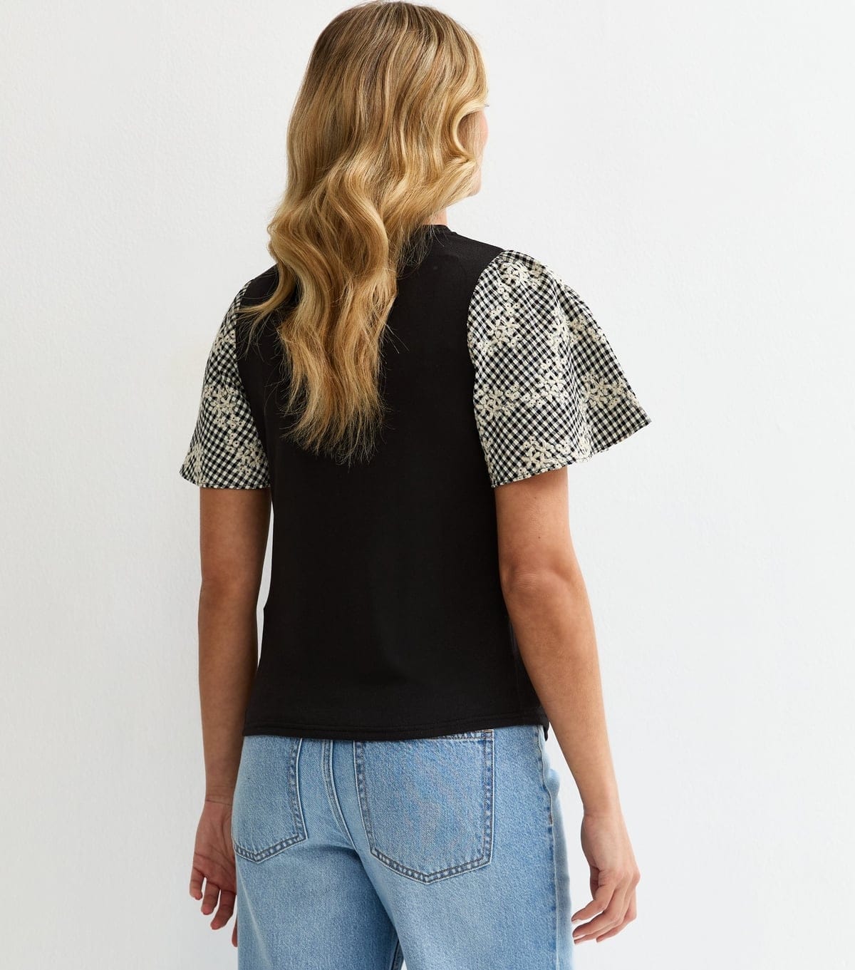 New Look Women's Maternity Black Soft Touch Contrast Check Sleeve Top New Look - 4