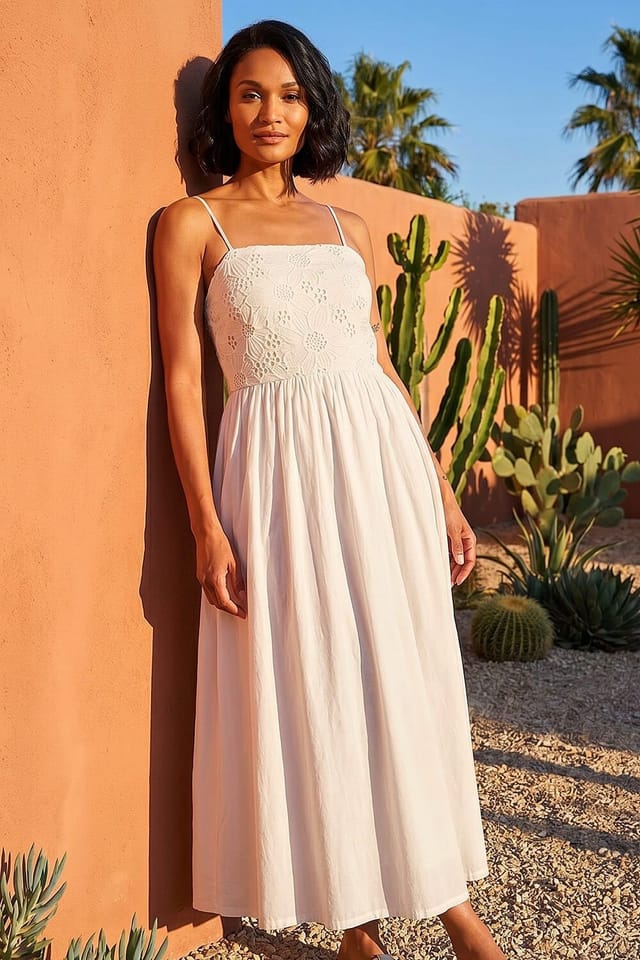 Dusk Dusk Women's Floral Embroidered Midi Dress in Ivory - 2