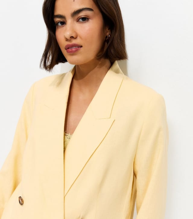 New Look Women's Light Yellow Linen Blend Blazer New Look - 3