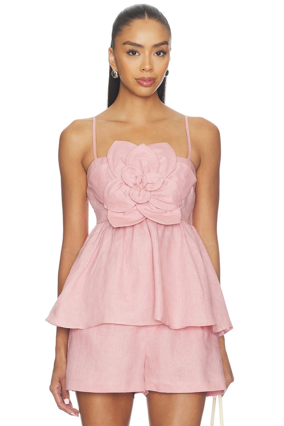 Revolve Blush Floral Tiered Cami Top