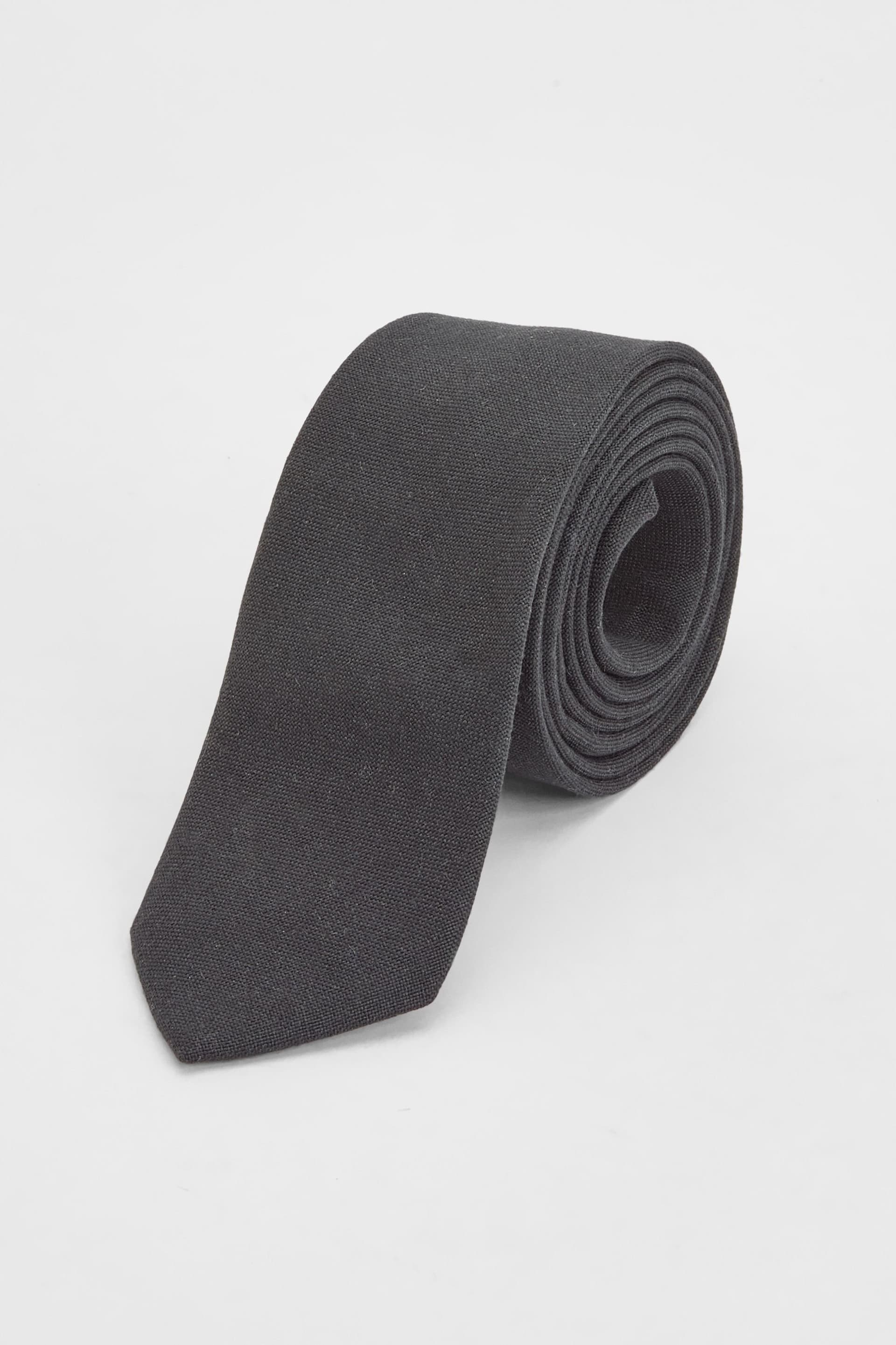 Burton Burton Men's Black Linen Look Tie