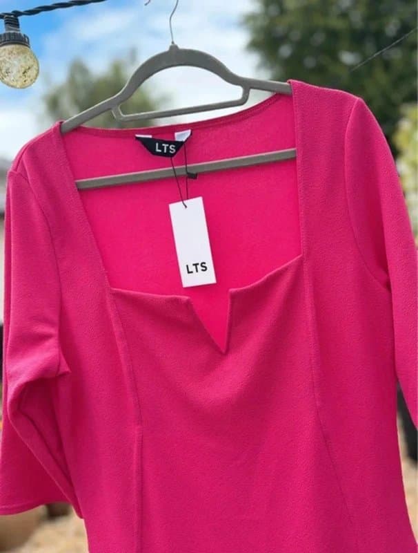 Long Tall Sally Long Tall Sally Pink Midi Dress Notch Neck UK 18 Tall BNWT