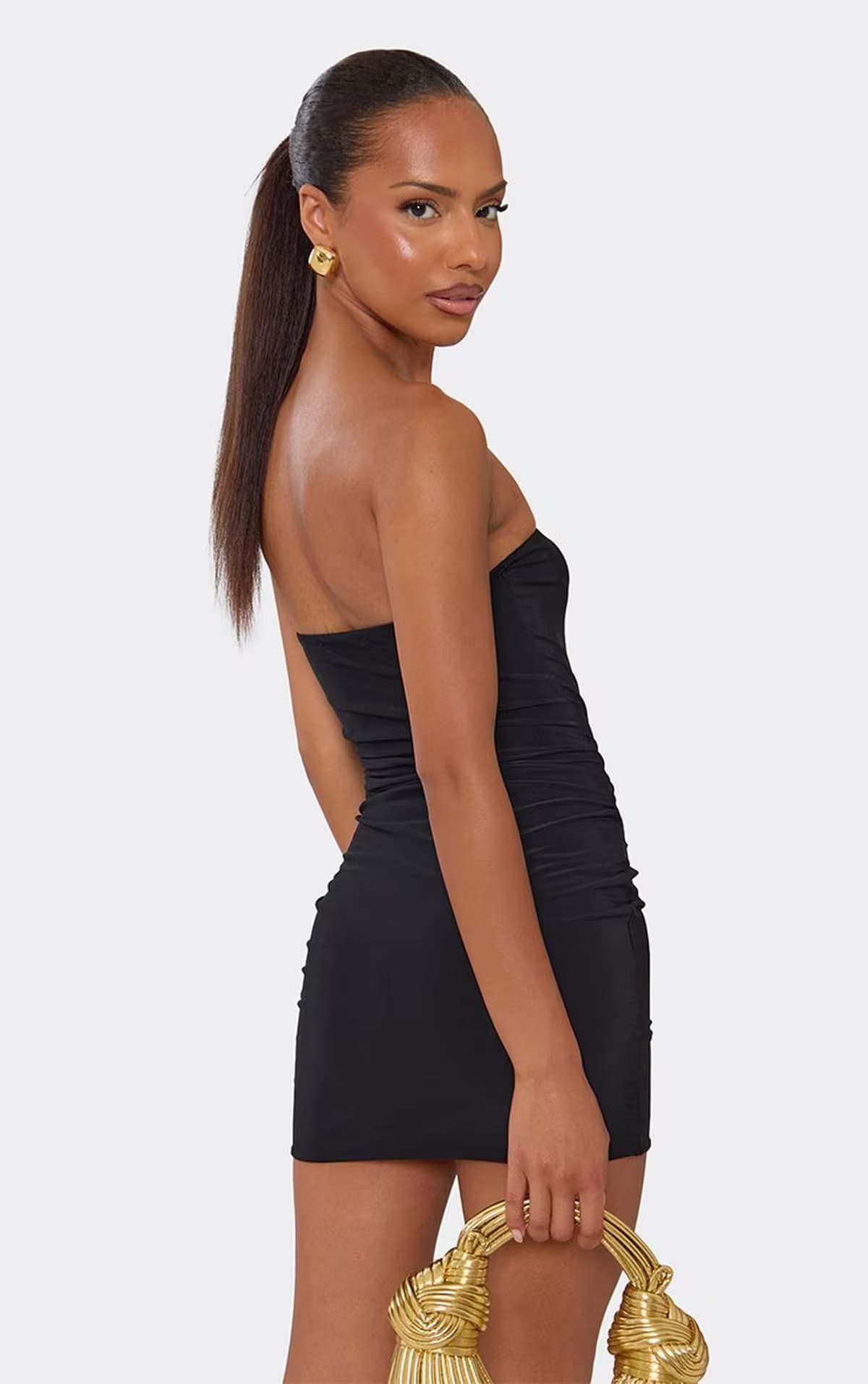 EGO Bandeau Mini Bodycon Dress In Black, Women's Size UK 6
