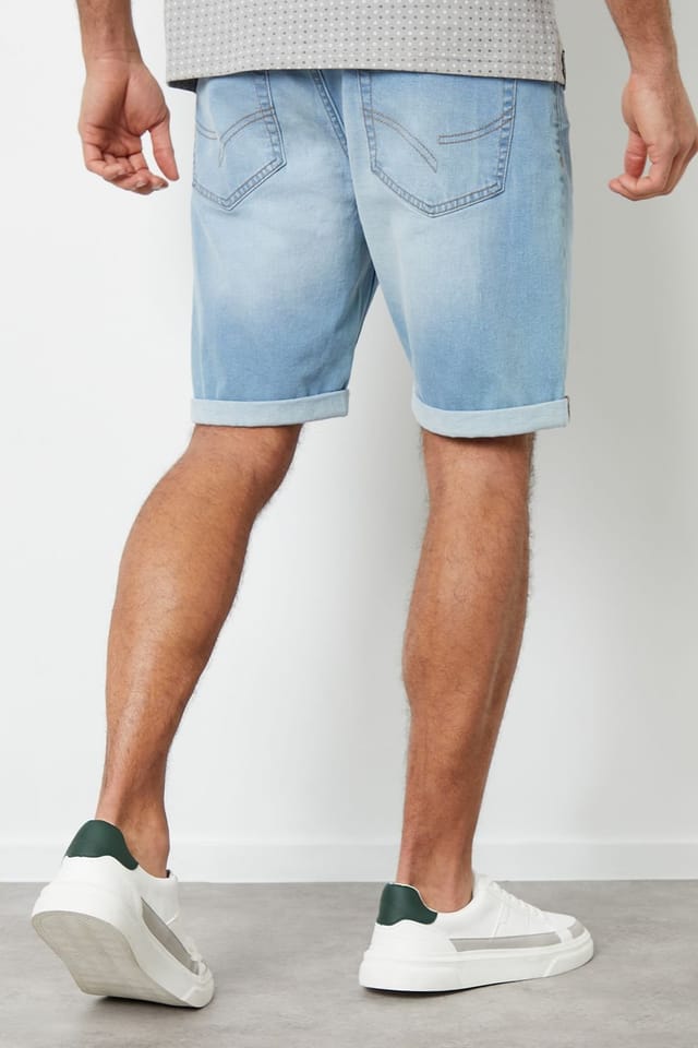 Threadbare Threadbare Men's 'Edmonton' Turn Up Denim Shorts in Light Blue - 2
