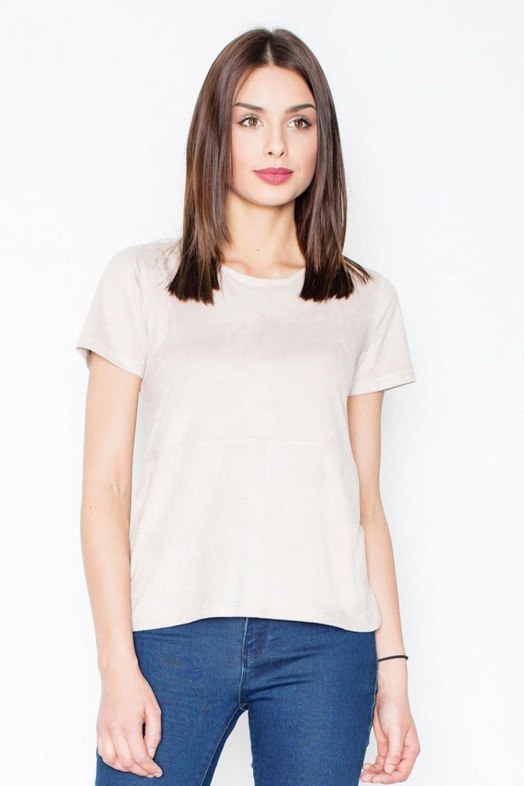 Love Lace Love Lace Beige Short Sleeve Everyday Blouse