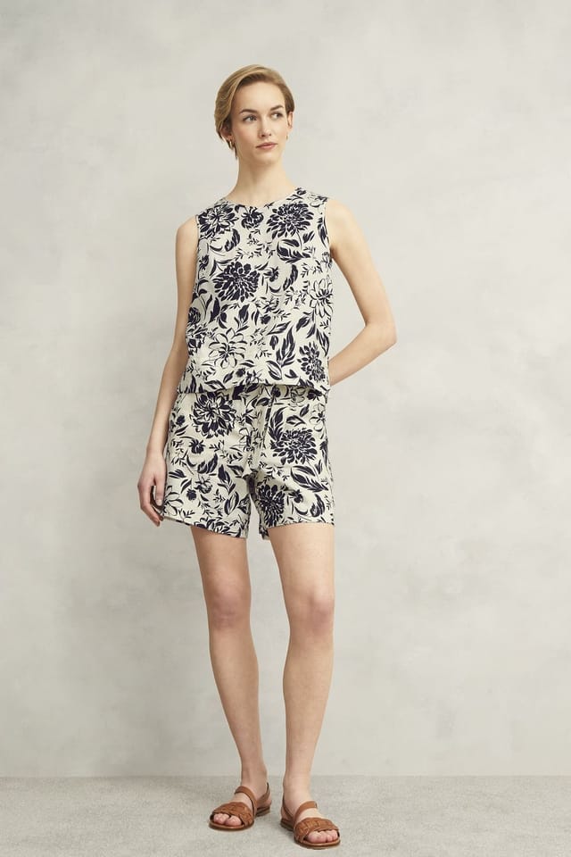 Hobbs London Hobbs London Women's Maura Floral Printed Linen Top in Dark Navy - 3