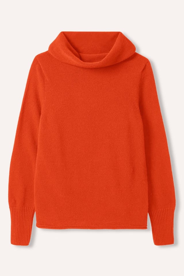 Celtic & Co Celtic & Co Women's British Supersoft Slouchy Cowl Sweater in Tangerine - 2