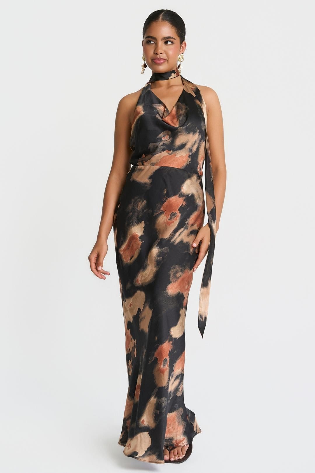 Needs No Label Needs No Label Women's Blur Scarf Neck Maxi Dress - 4