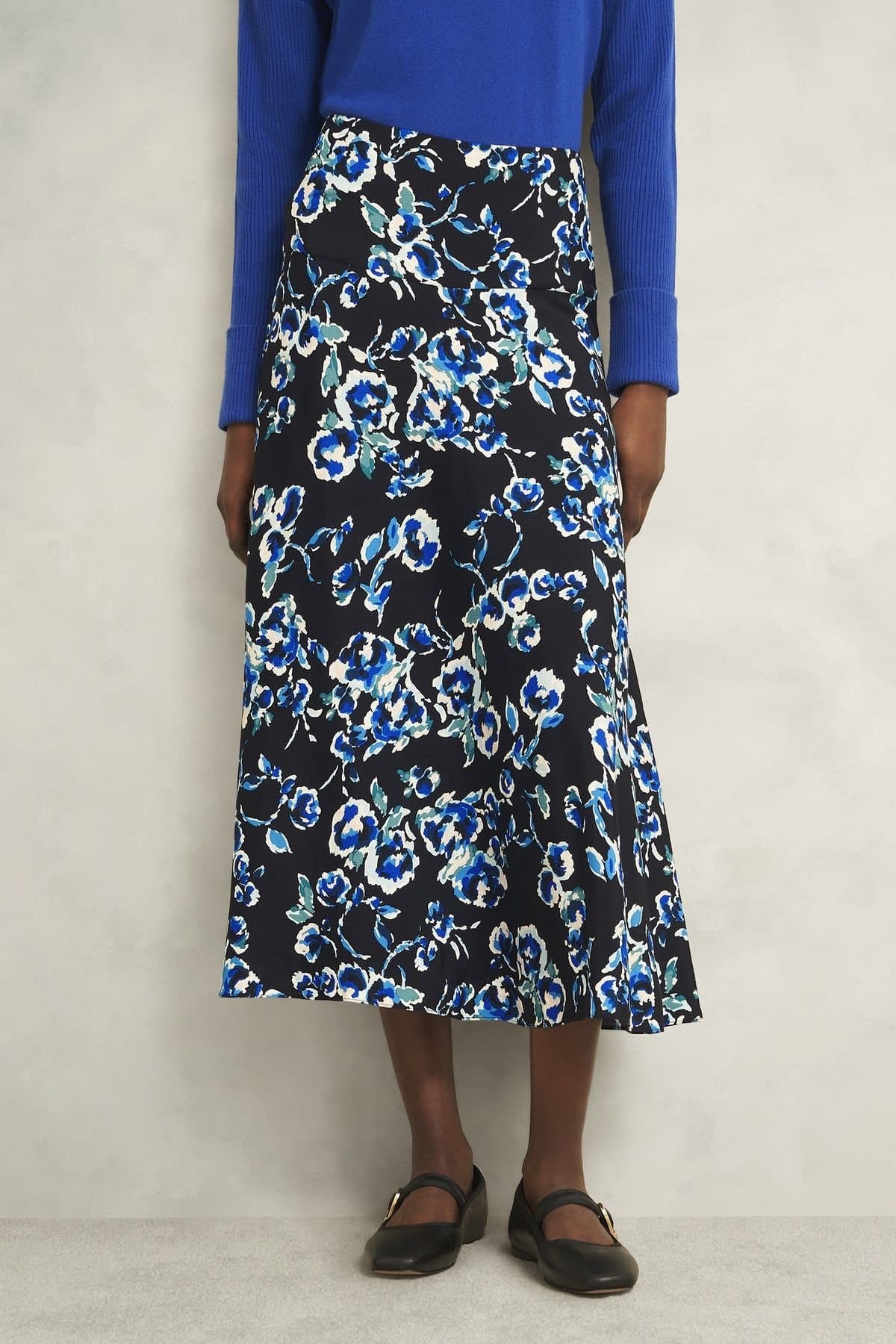 Hobbs London Hobbs London Women's Kiara Floral Midi Skirt in Dark Navy