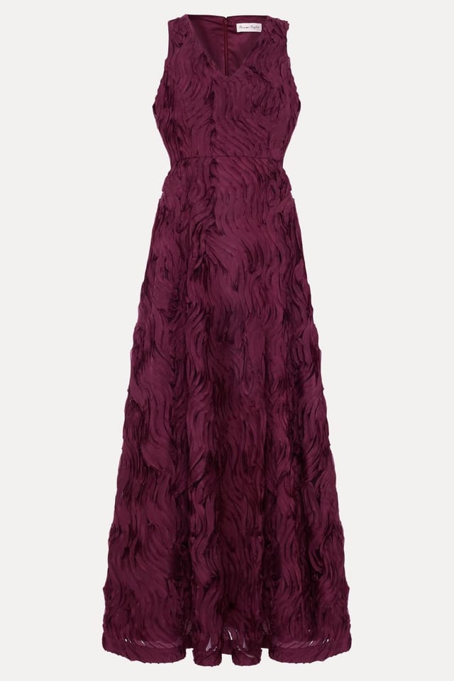 Phase Eight Phase Eight Women's Amanda Textured Wave Maxi Dress in Aubergine - 2