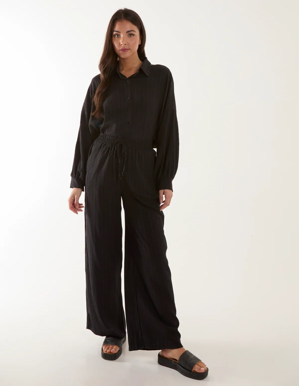 Blue Vanilla Waffle Shirt & Trousers Set