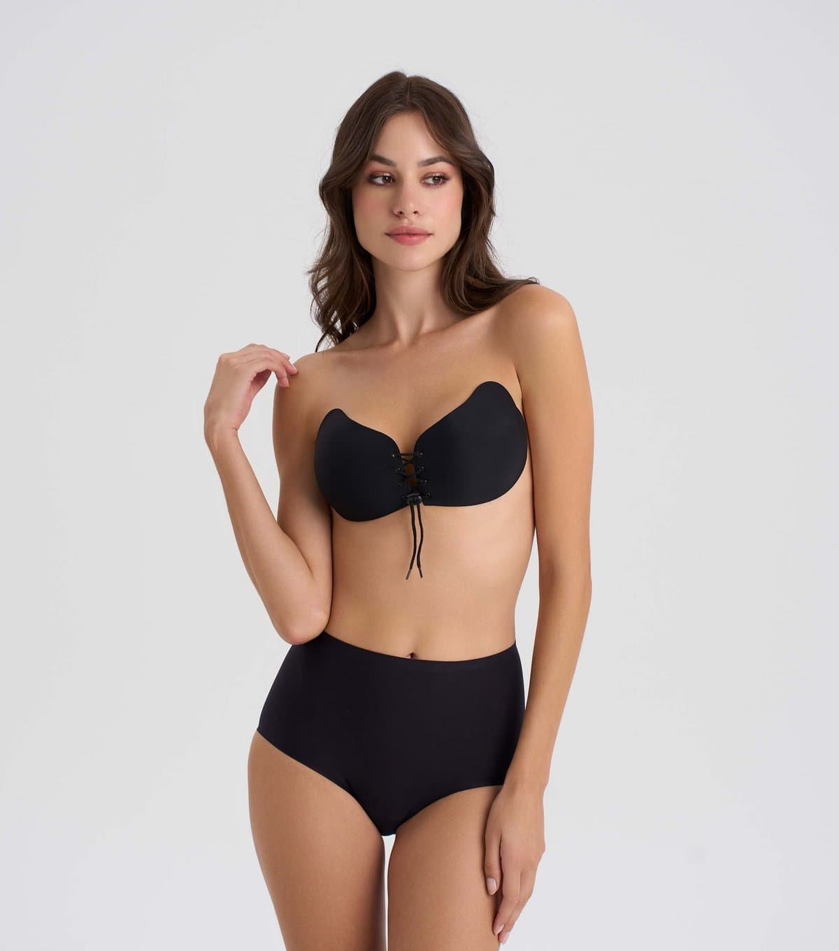 Nude Intimates Women's Black Stick-On Push Up Bra Nude Intimates New Look