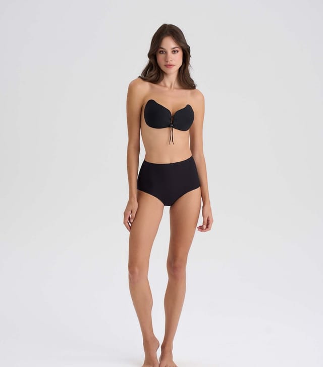 Nude Intimates Women's Black Stick-On Push Up Bra Nude Intimates New Look - 2