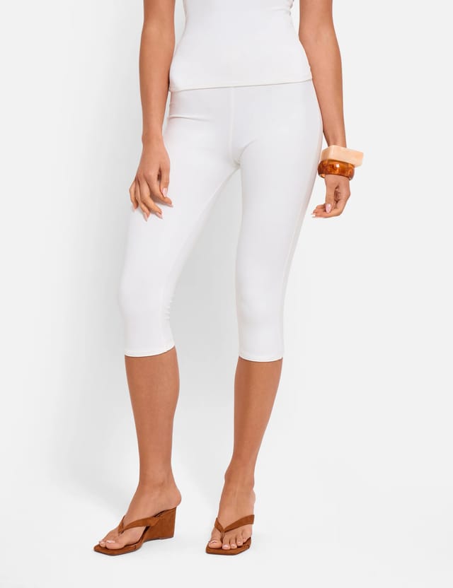 Public Desire High Waist Luxe Slinky Capri Pants White - 2