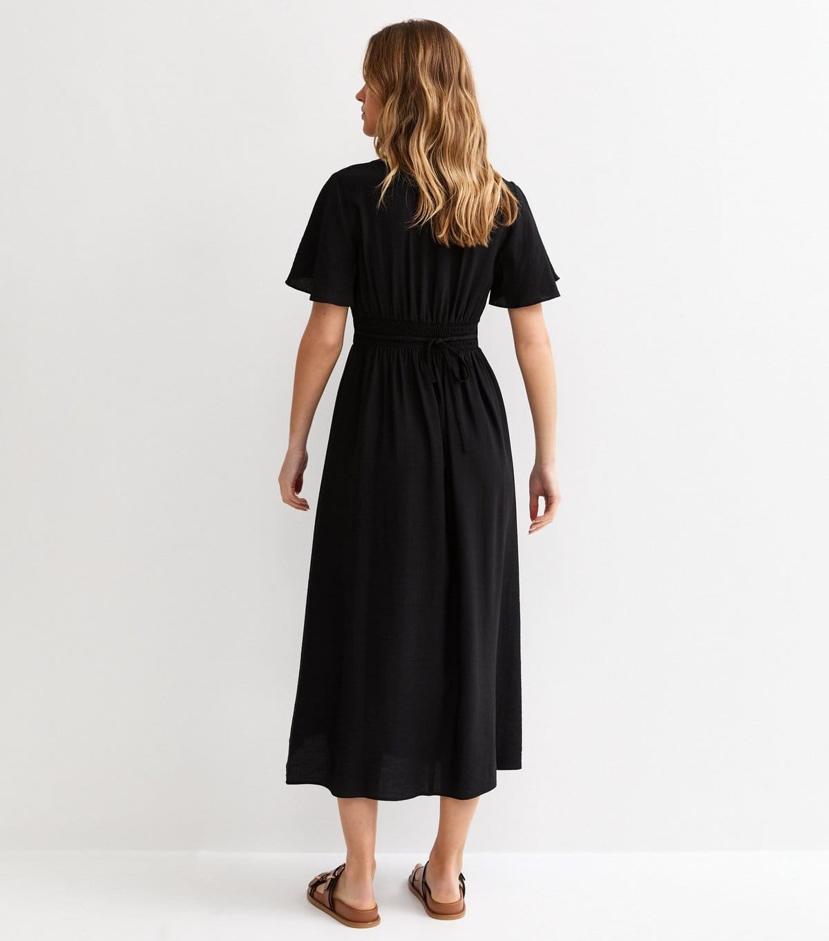 New Look Women's Black Frill Sleeve V Neck Midi Dress New Look - 4
