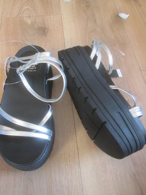 Next Next size 5 extra wide fit silver faux leather platform Sandals Shoes Brand new with tags