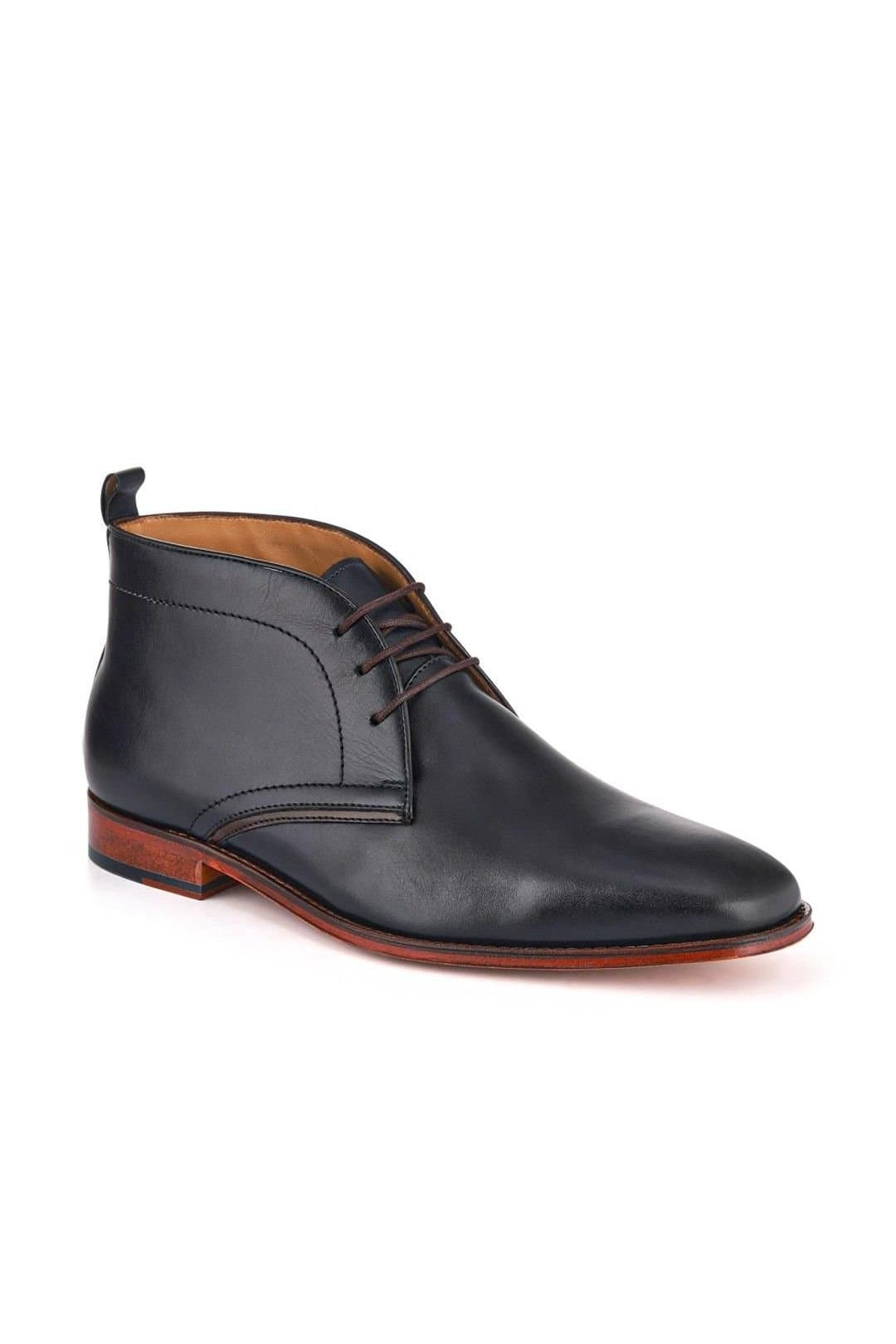 Jones Bootmaker Jones Bootmaker Men's Giovanni Wide-Fit Smart Leather Boots in Navy