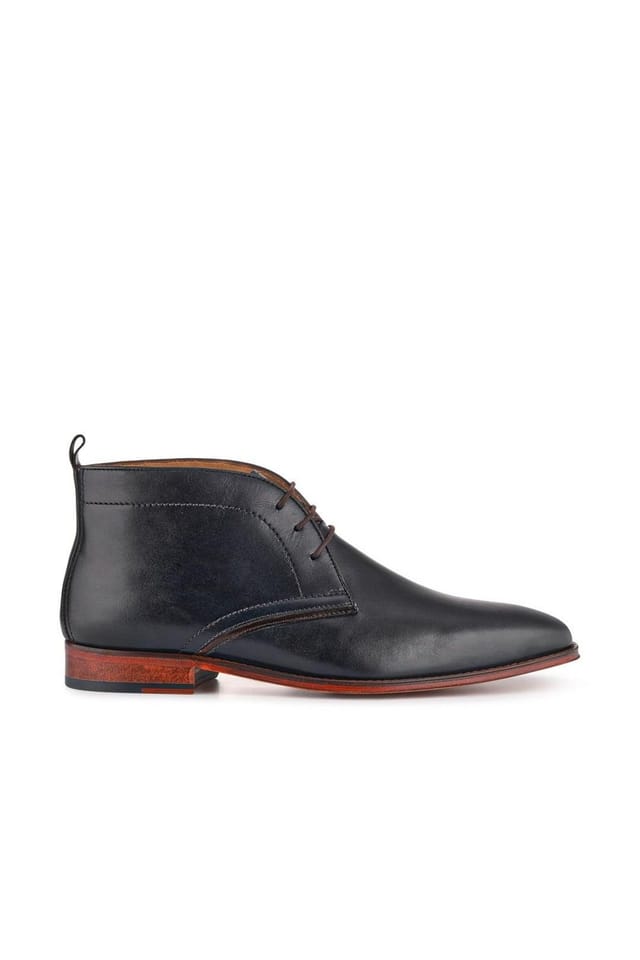Jones Bootmaker Jones Bootmaker Men's Giovanni Wide-Fit Smart Leather Boots in Navy - 2