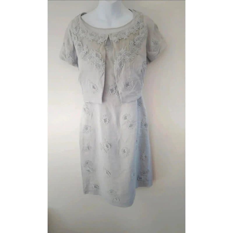 LK Bennett LK Bennett silk linen blend floral dress and bolero set UK size 14 16
