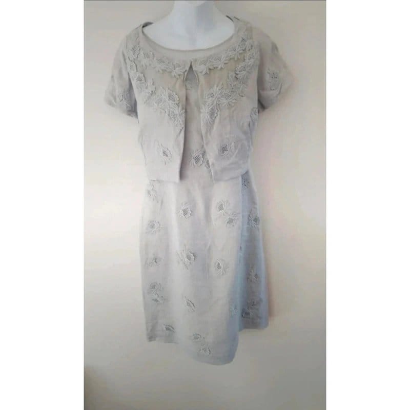 LK Bennett LK Bennett silk linen blend floral dress and bolero set UK size 14 16 - 1