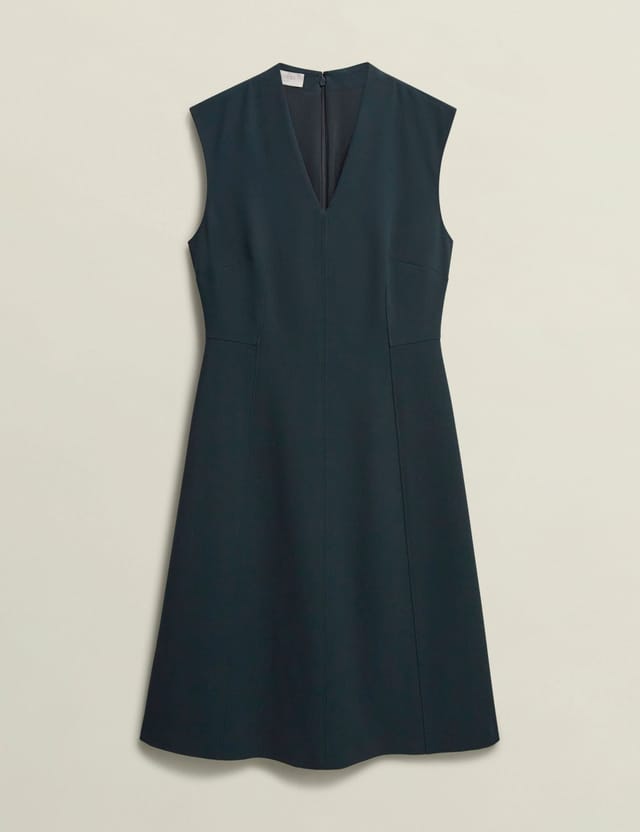 Hobbs London Hobbs London Women's Marina V-Neck A-Line Dress in Bottle Green - 2