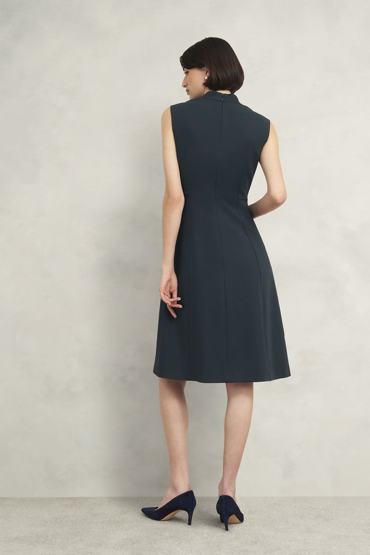 Hobbs London Hobbs London Women's Marina V-Neck A-Line Dress in Bottle Green - 4