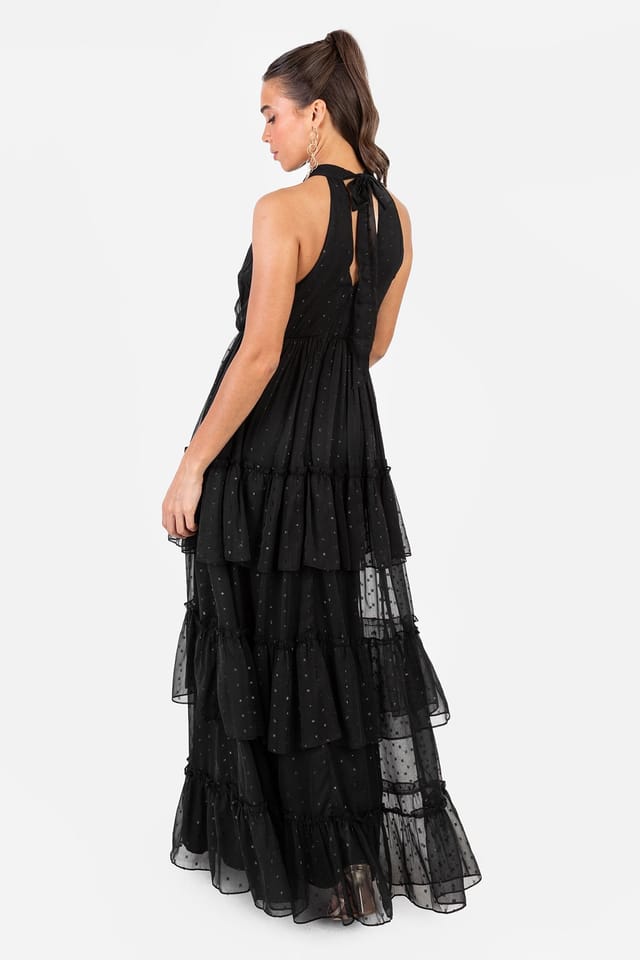 Anaya with Love Anaya with Love Women's Halter Neck Tiered Maxi Dress in Black - 2