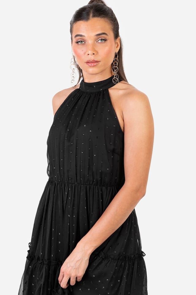 Anaya with Love Anaya with Love Women's Halter Neck Tiered Maxi Dress in Black - 3