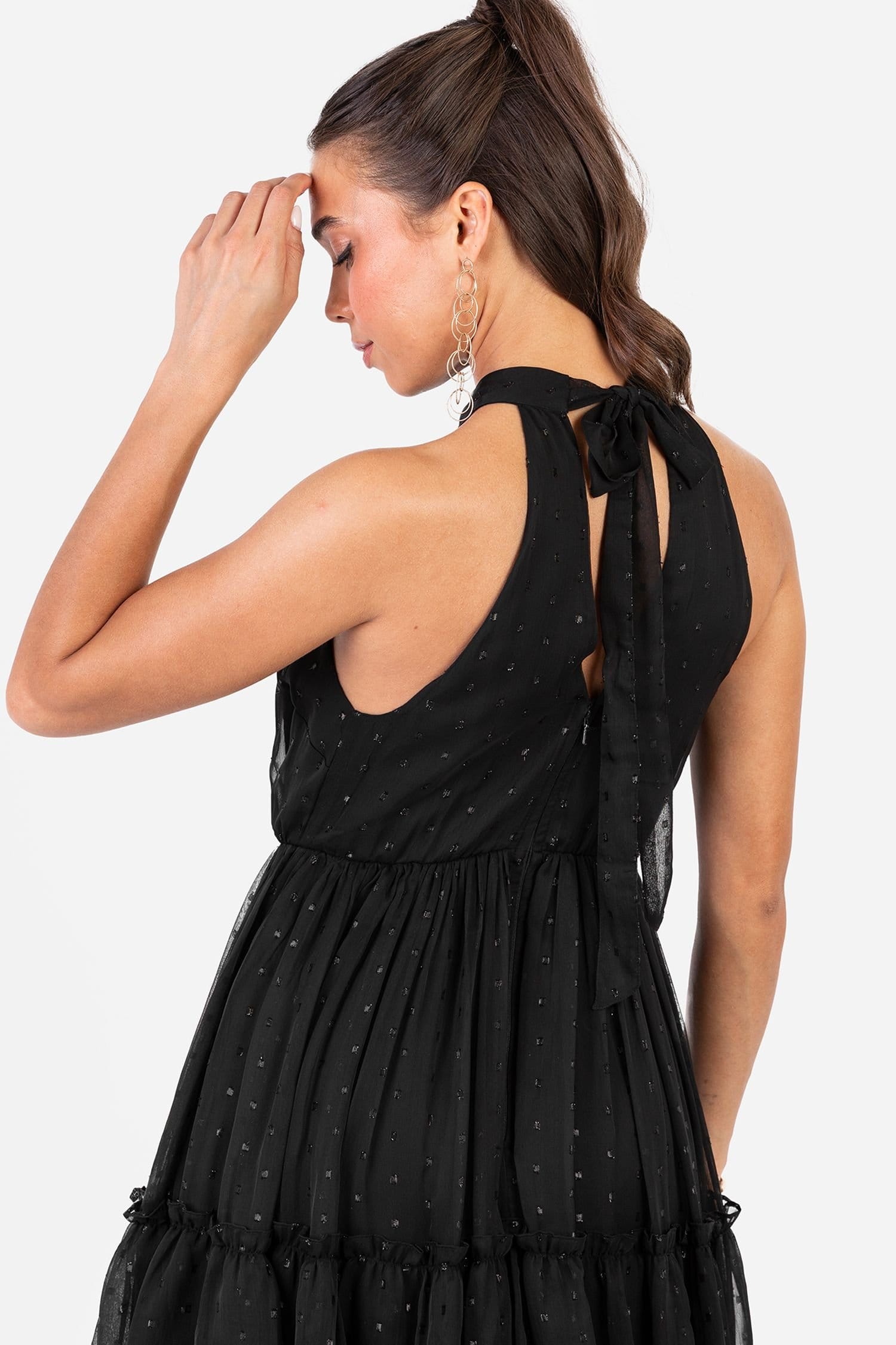 Anaya with Love Anaya with Love Women's Halter Neck Tiered Maxi Dress in Black - 4