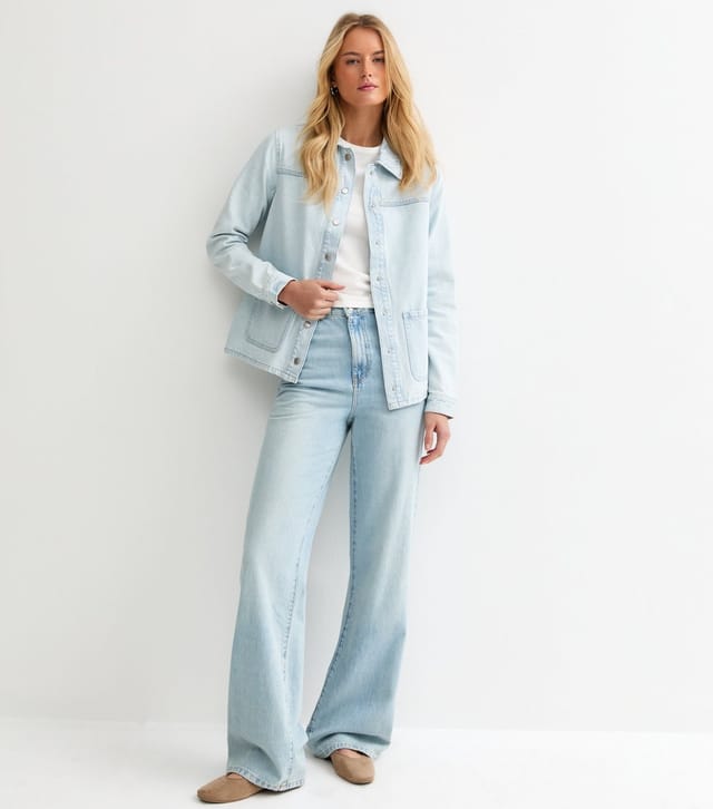 New Look Women's Tall Light Blue Denim Shacket New Look - 3