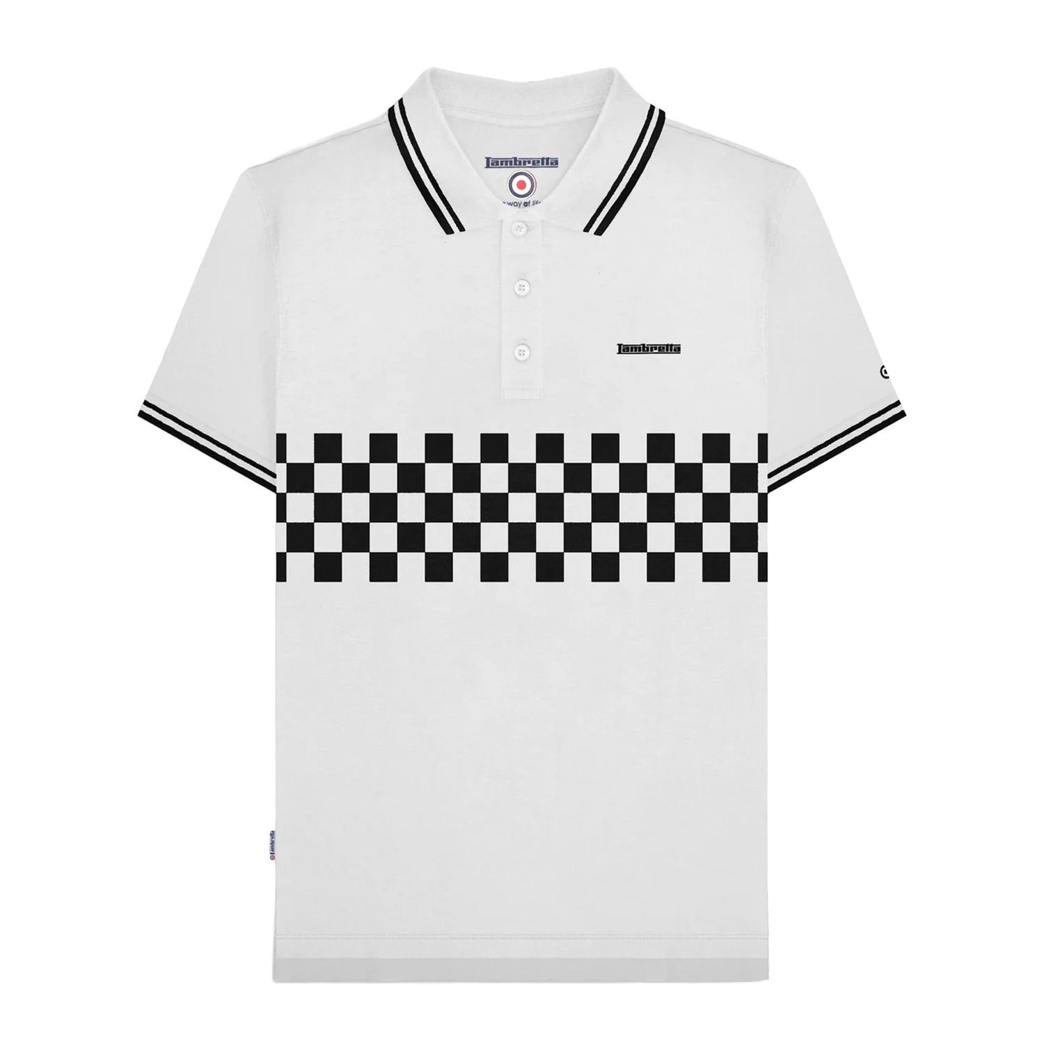 Lambretta Lambretta Men's SS25 Two Tone Tipped Polo Shirt in White - 4