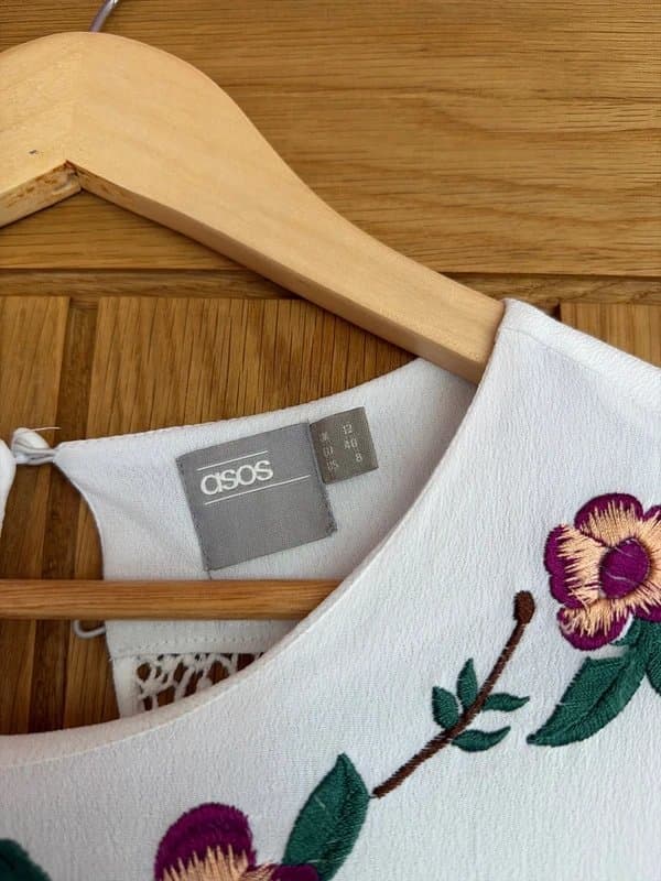 ASOS ASOS embroidered white occasional dress size 12