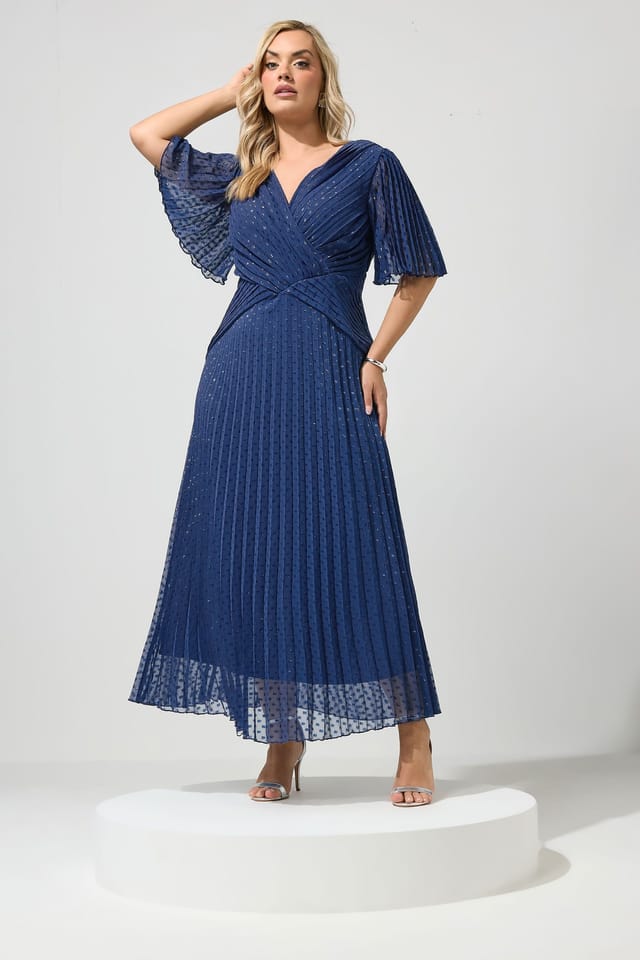 Yours Yours Women's Pleated Wrap Maxi Dress in Dark Blue - 3