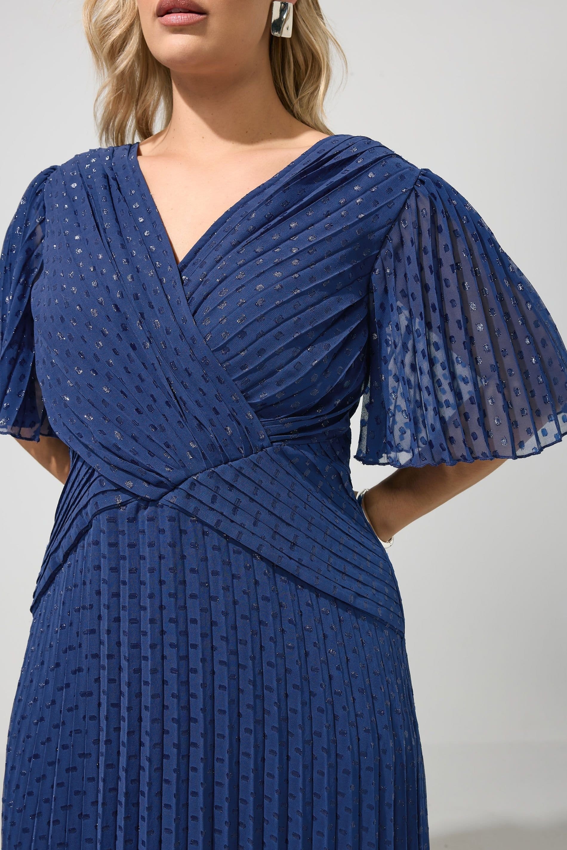 Yours Yours Women's Pleated Wrap Maxi Dress in Dark Blue - 4