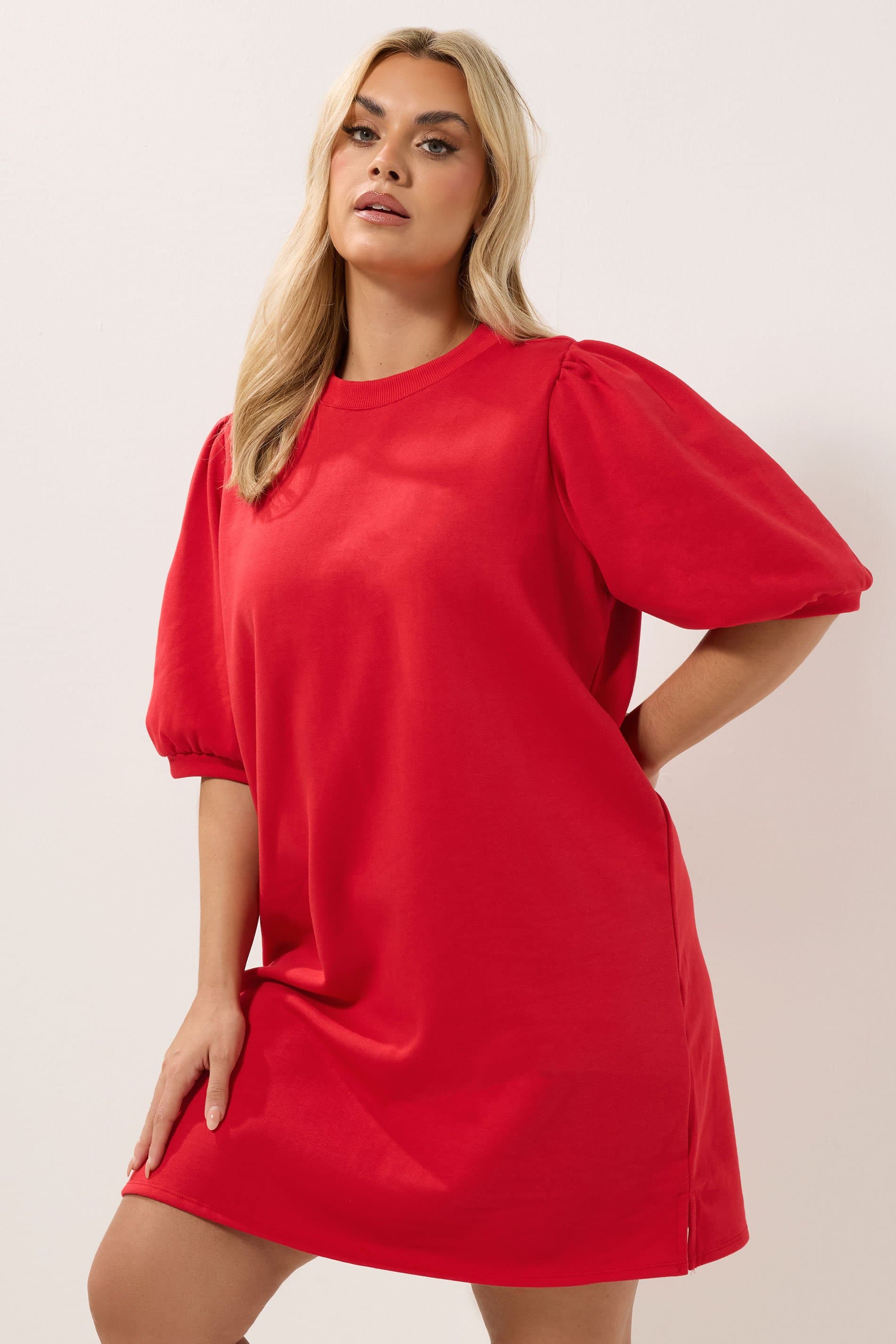 Yours Plus Size Red Balloon Sleeve Dress
