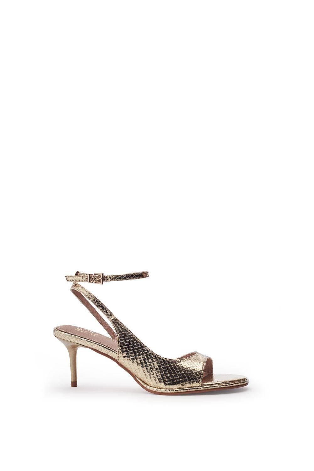 Moda In Pelle Moda In Pelle Women's 'Manella' Snake Print Heeled Sandals in Gold