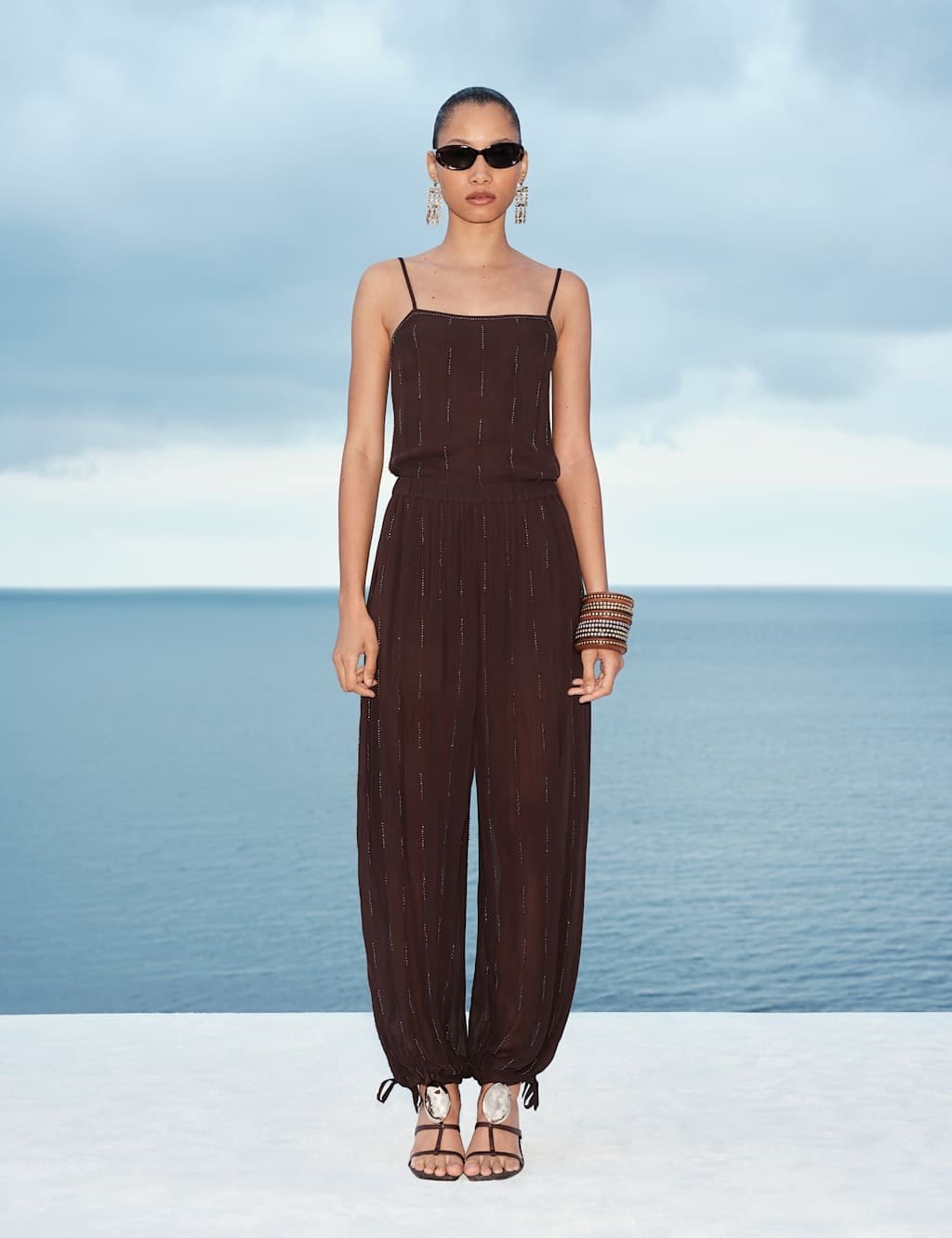 M&S Brown Embellished Balloon Trousers