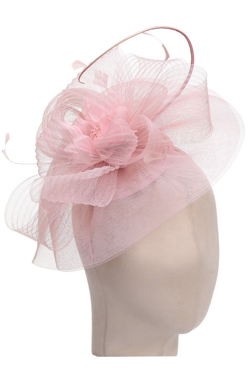 PEACH ACCESSORIES PEACH ACCESSORIES Women's Wired Loop & Feather Fascinator in Dusty Pink - 1