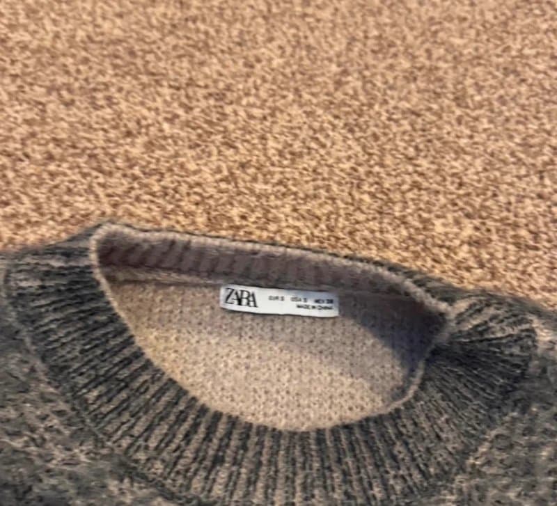 Zara Zara Knitted Jumper - Cream/Grey - S
