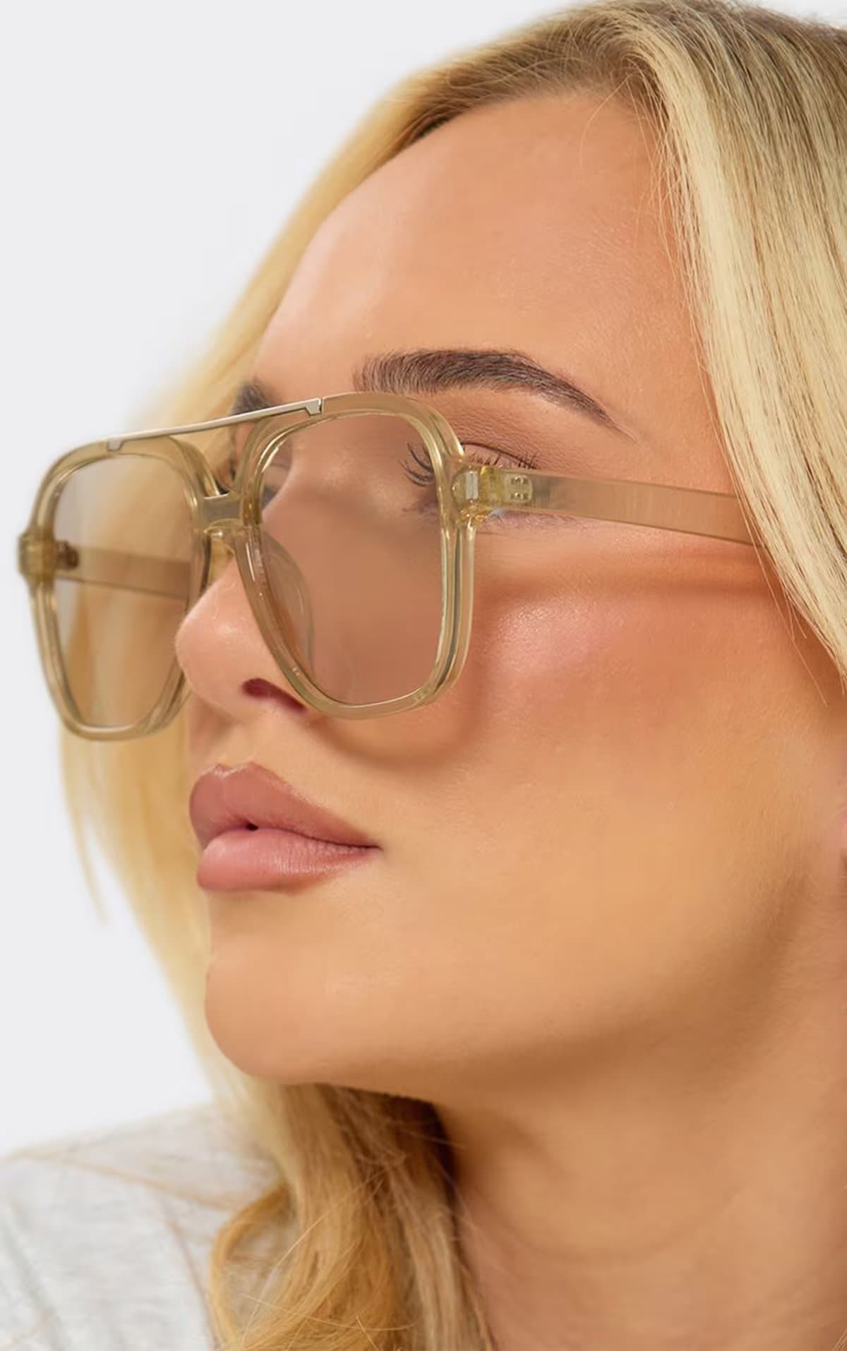 EGO Oversized Aviator Style Glasses In Clear, Women's Size UK 0