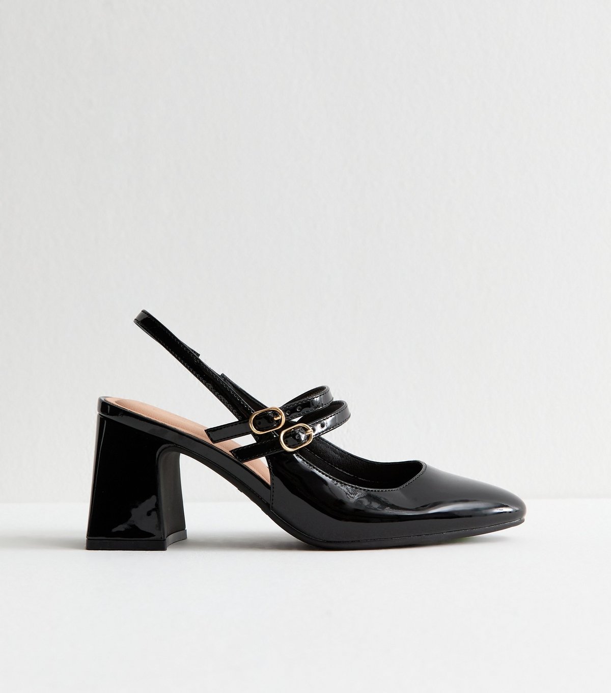 New Look Women's Black Block Heel Mary Jane Shoes Vegan New Look - 2