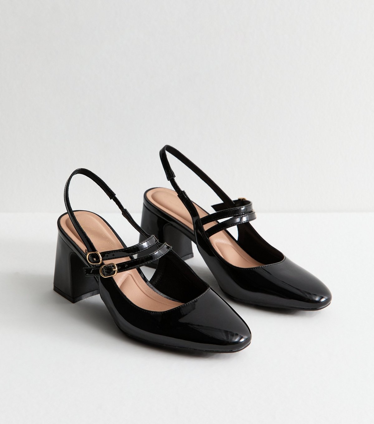 New Look Women's Black Block Heel Mary Jane Shoes Vegan New Look - 3