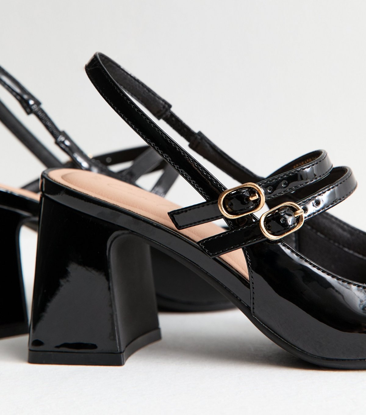 New Look Women's Black Block Heel Mary Jane Shoes Vegan New Look - 4