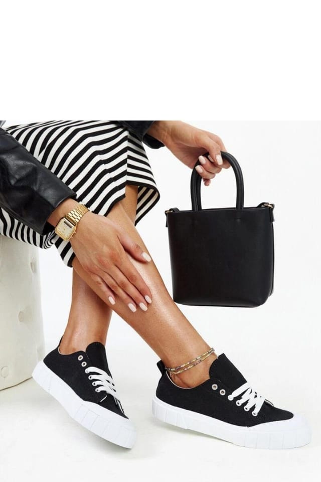 Love Lace Love Lace Women's Rounded Toe Low Sole Lace Up Fabric Sneakers for Summer Spring in Black - 2