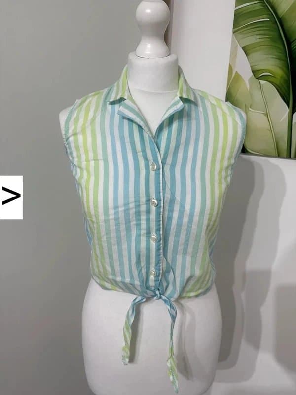 Liz Claiborne Liz Claiborne Striped Tie Front Sleeveless Blouse