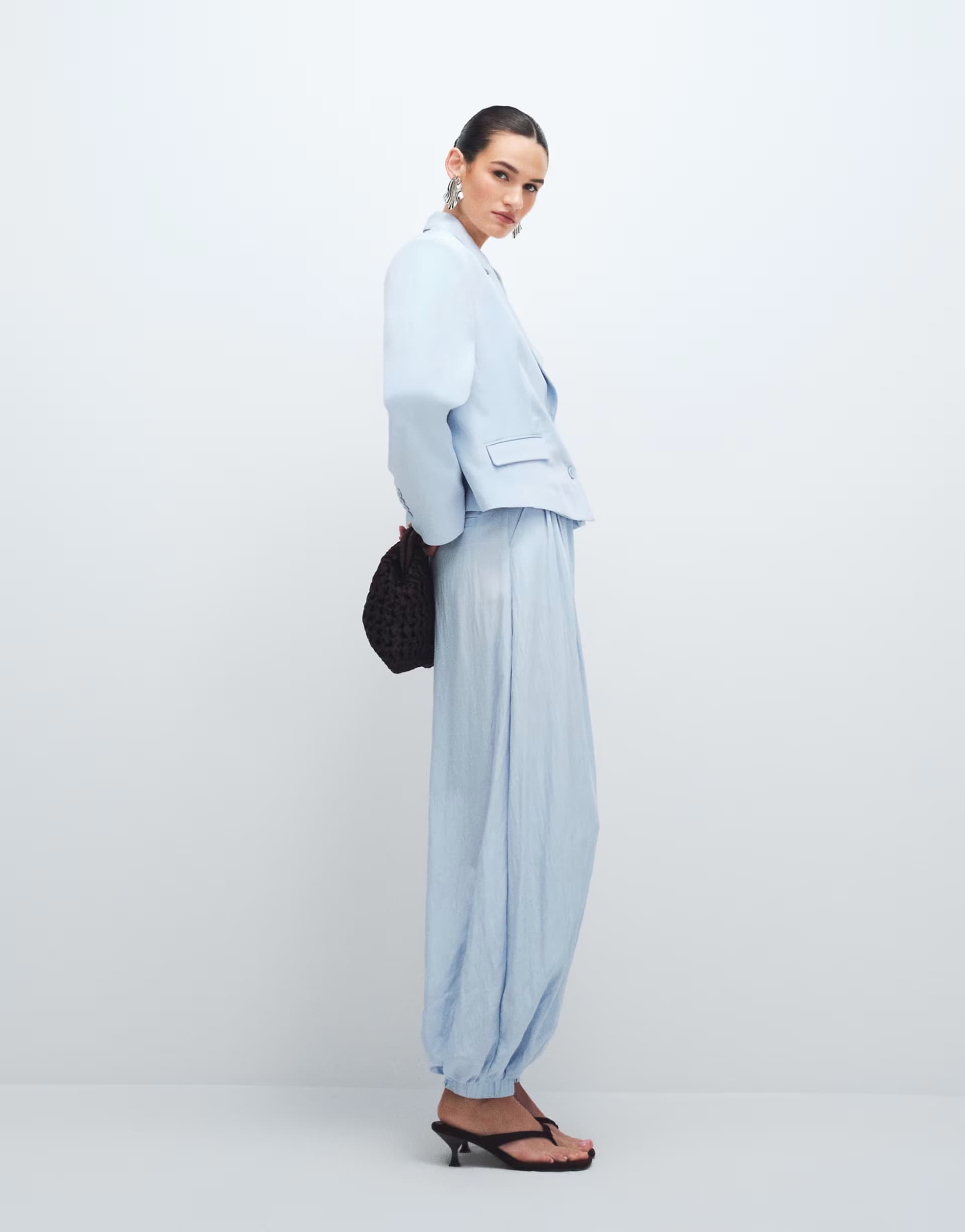 ASOS ASOS DESIGN tailored oversized blazer with cuff hem trousers in soft blue